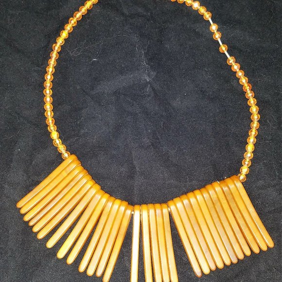 Collier Art Déco En Ambre Naturel Ou Bakélite – Perles Orange, Occasion, Style Vintage